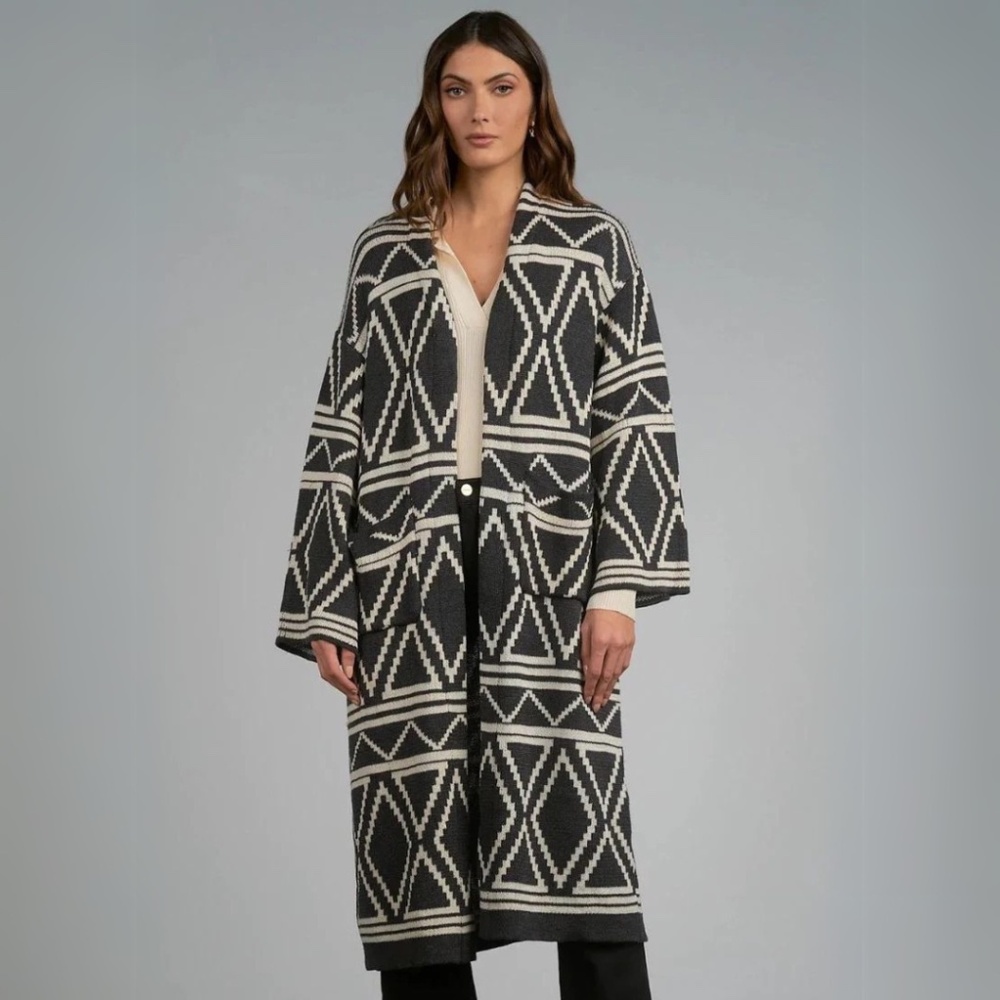 Like New Elan Long Duster Sweater Cardigan in Charcoal